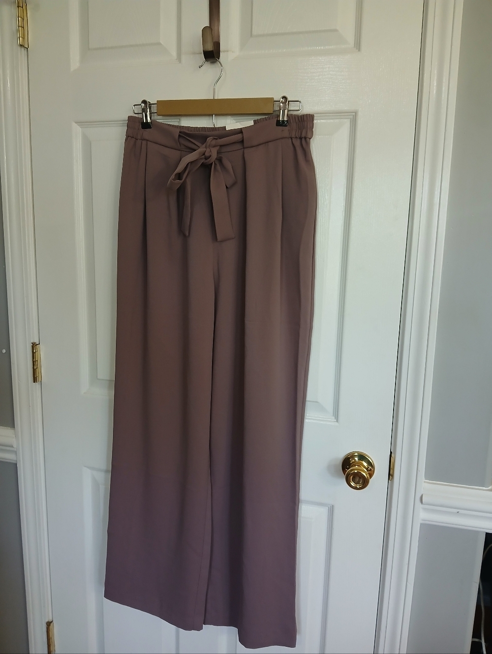 C By One Womens Wide-Leg Tie-Waist Pants in Mauve NWT Business Casual Office